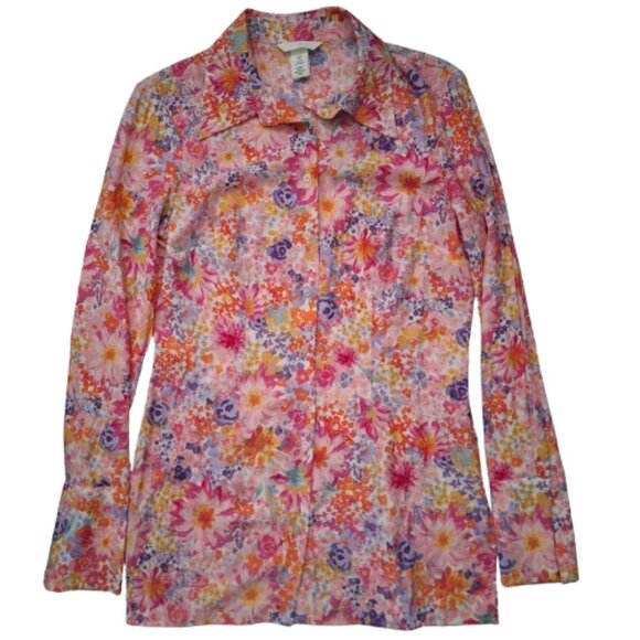 H&M Bright Floral Button Down Shirt NWT - Picture 2 of 11
